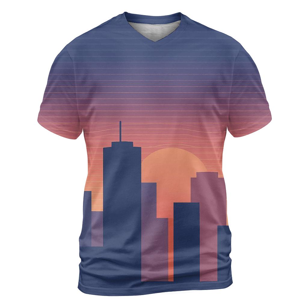 Retro City Skyline Groove designer pattern shirts