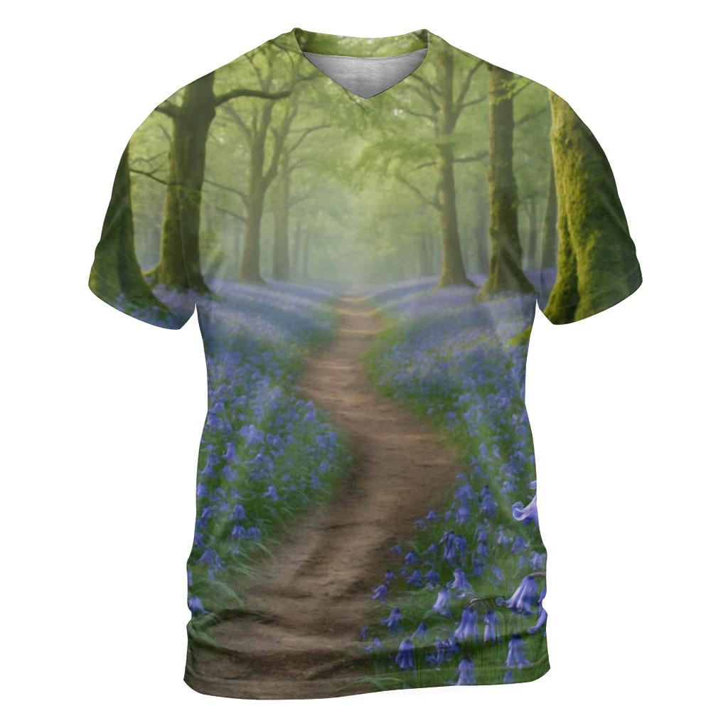 Bluebells On Ancient Woodland Path statement graphic shirts