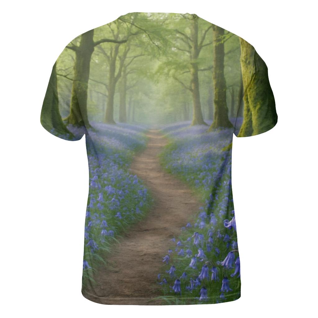 Bluebells On Ancient Woodland Path statement graphic shirts