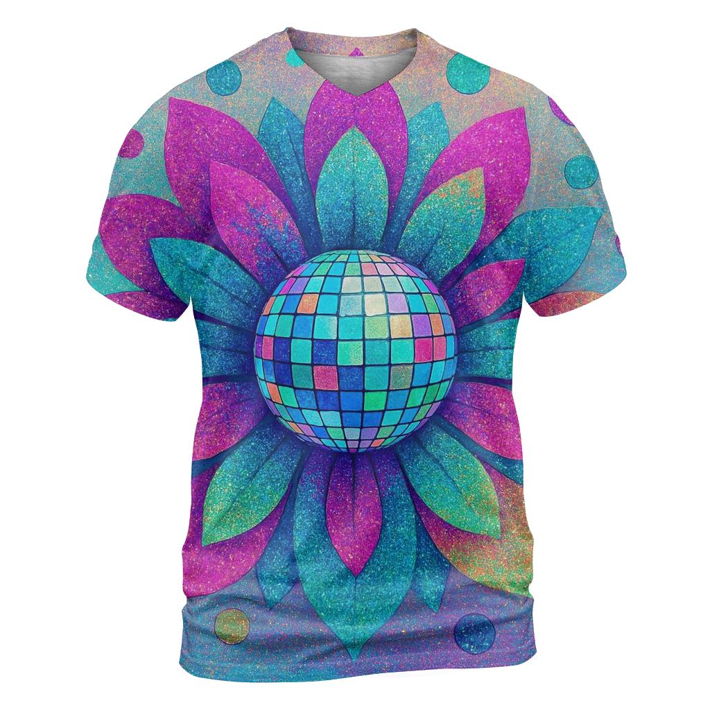 Iridescent Disco Bloom custom all-over print shirts