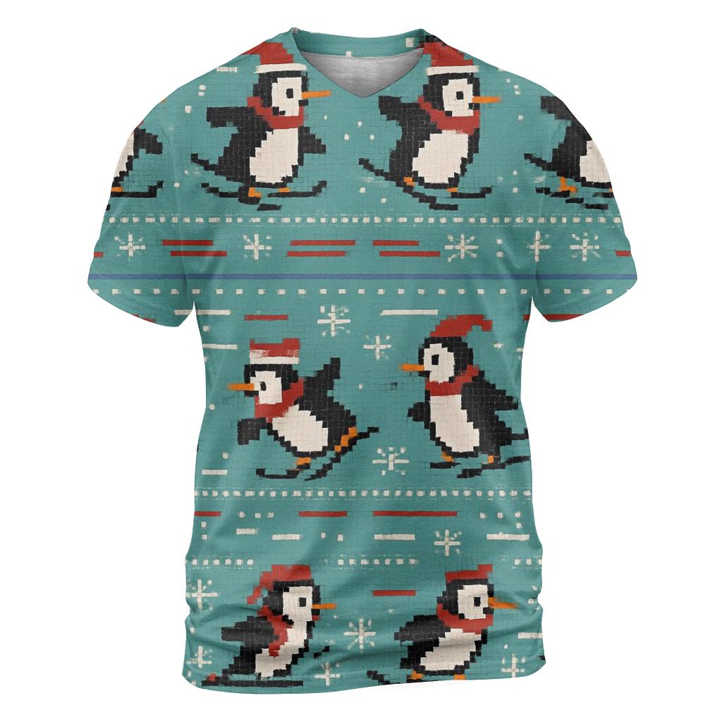 Polar Penguin Ski Track Rows Design statement graphic shirts