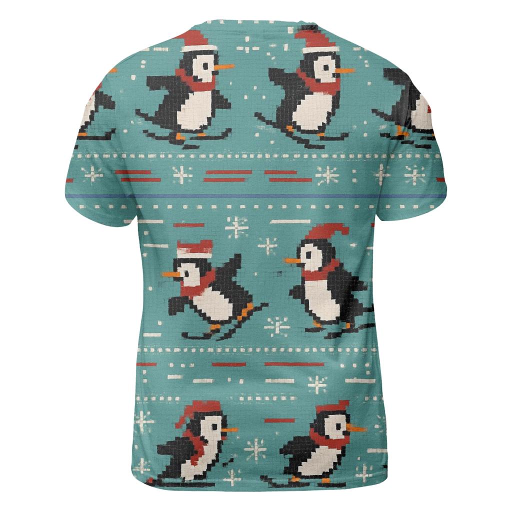 Polar Penguin Ski Track Rows Design statement graphic shirts