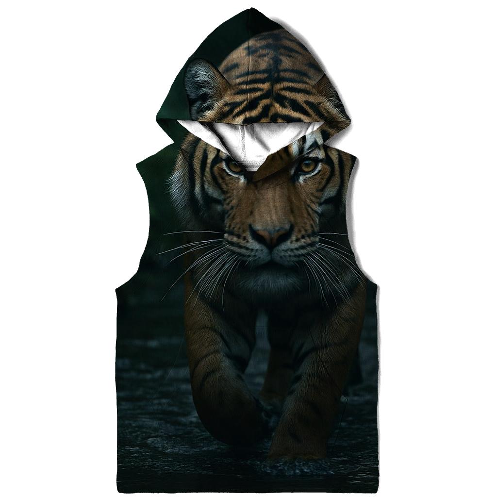 Tiger At The Forest Stream zip-up hoodies
