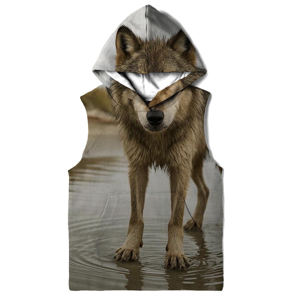 Coastal Dune Wolf At Low Tide pullover hoodies
