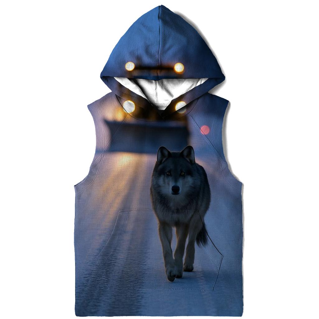 Snow Plow Wolf Following Winter Road pullover hoodies