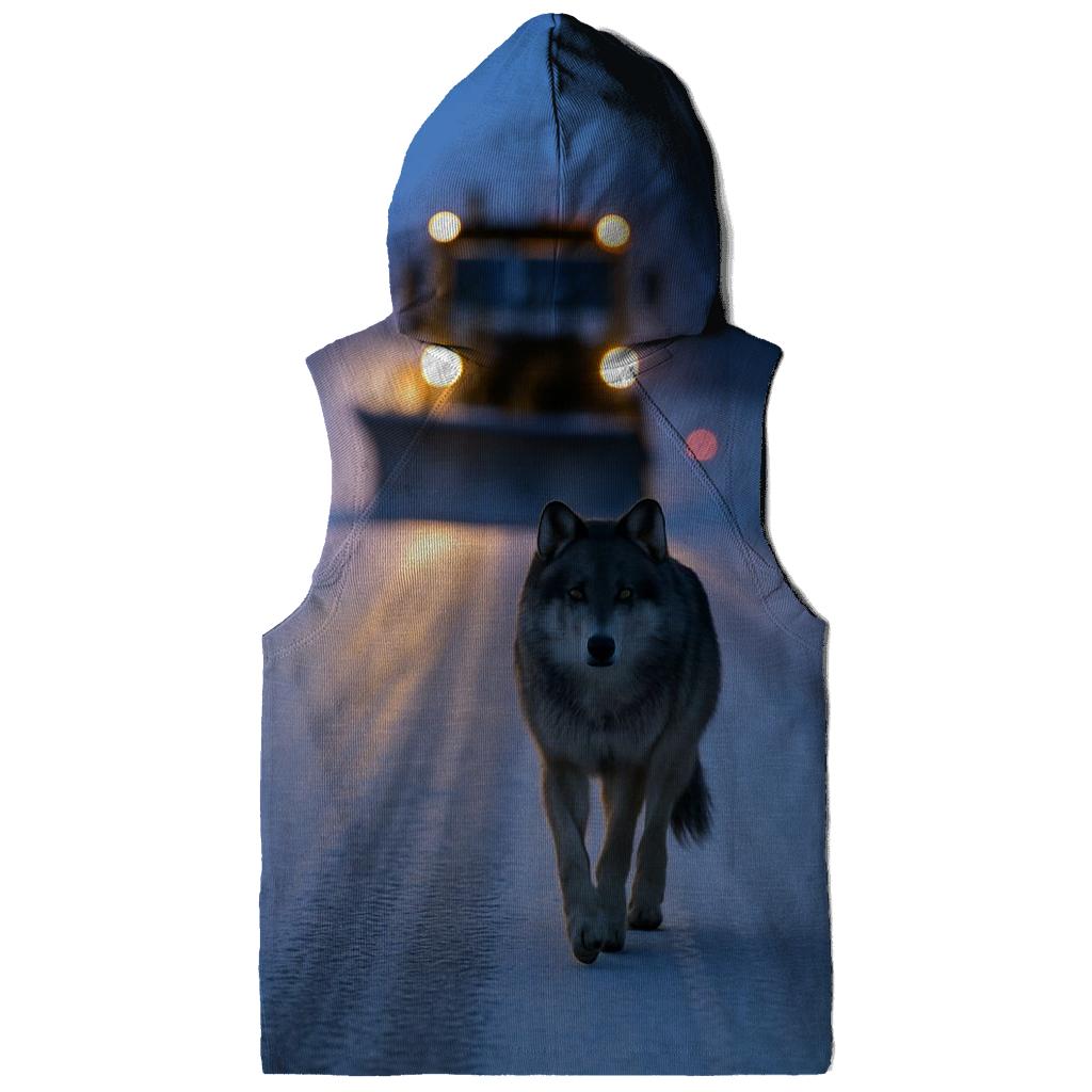 Snow Plow Wolf Following Winter Road pullover hoodies