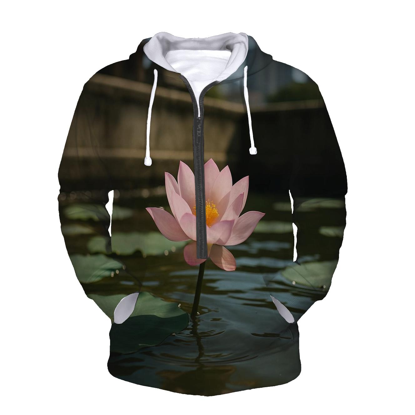 Midday Lotus On Urban Temple Pond pullover hoodies