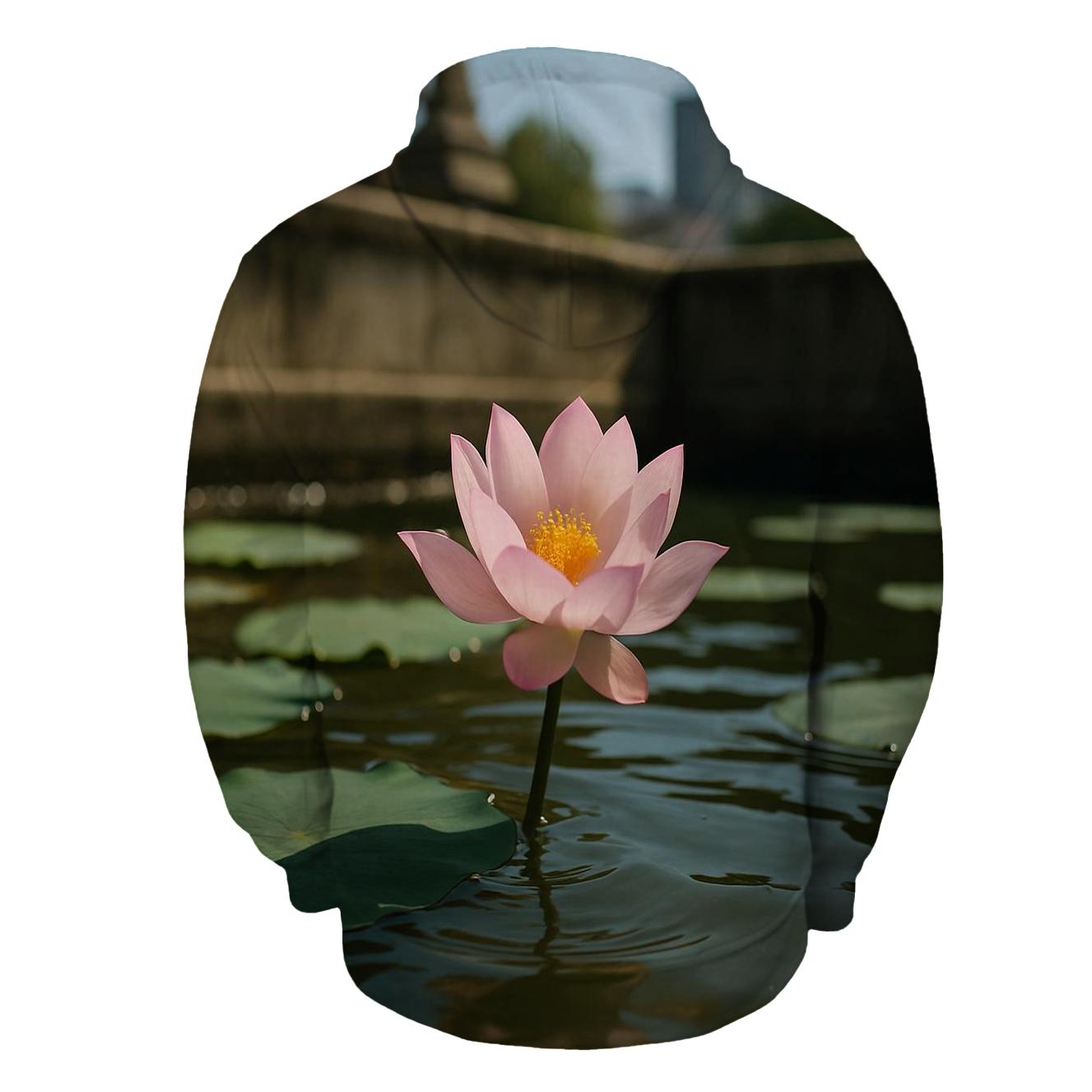 Midday Lotus On Urban Temple Pond pullover hoodies