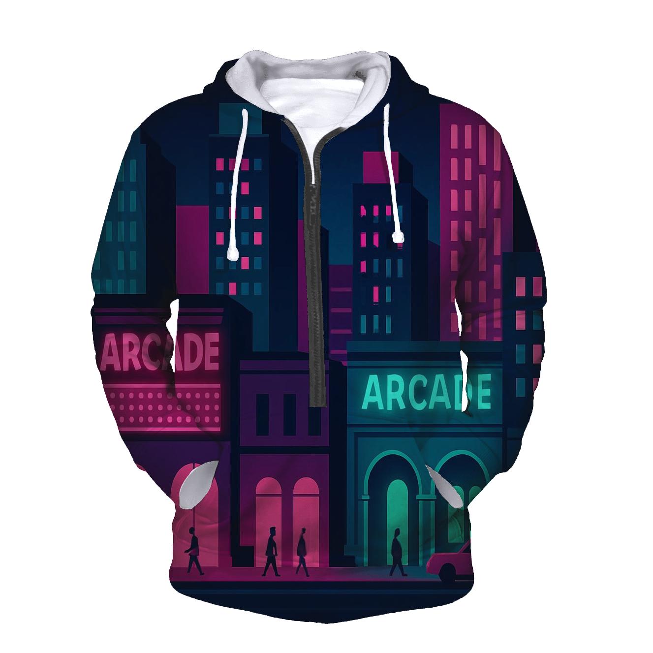 Arcade Neon City Layers lightweight hoodies