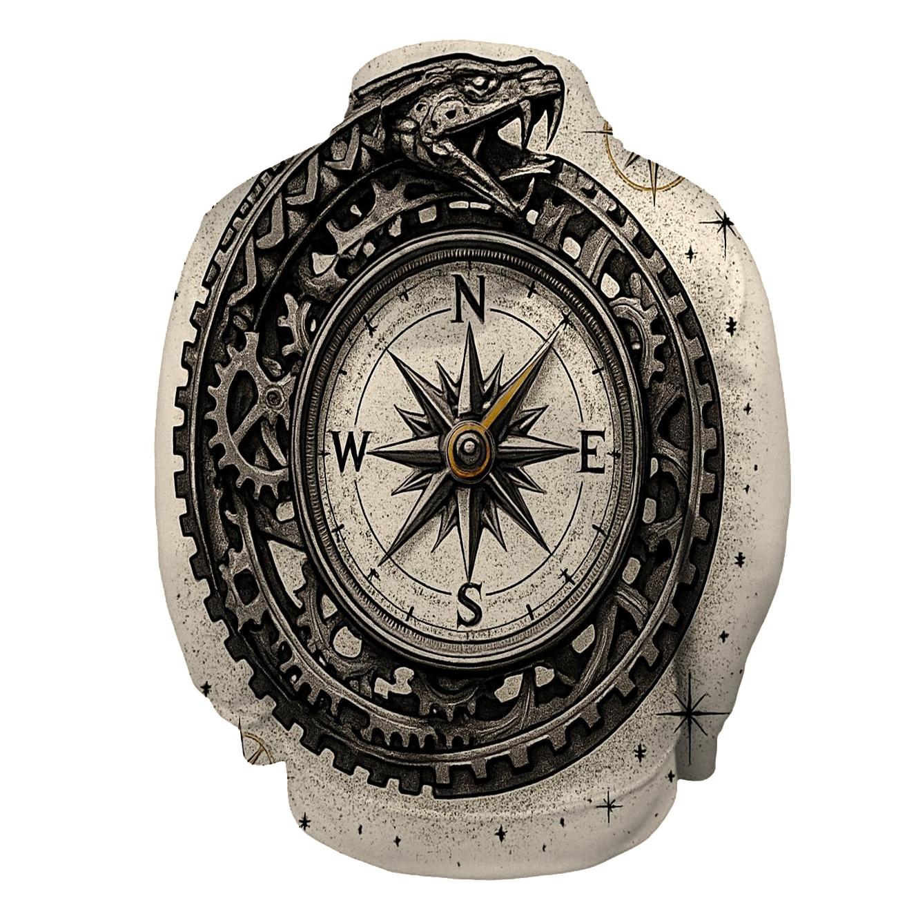 Clockwork Ouroboros Compass embroidered hoodies