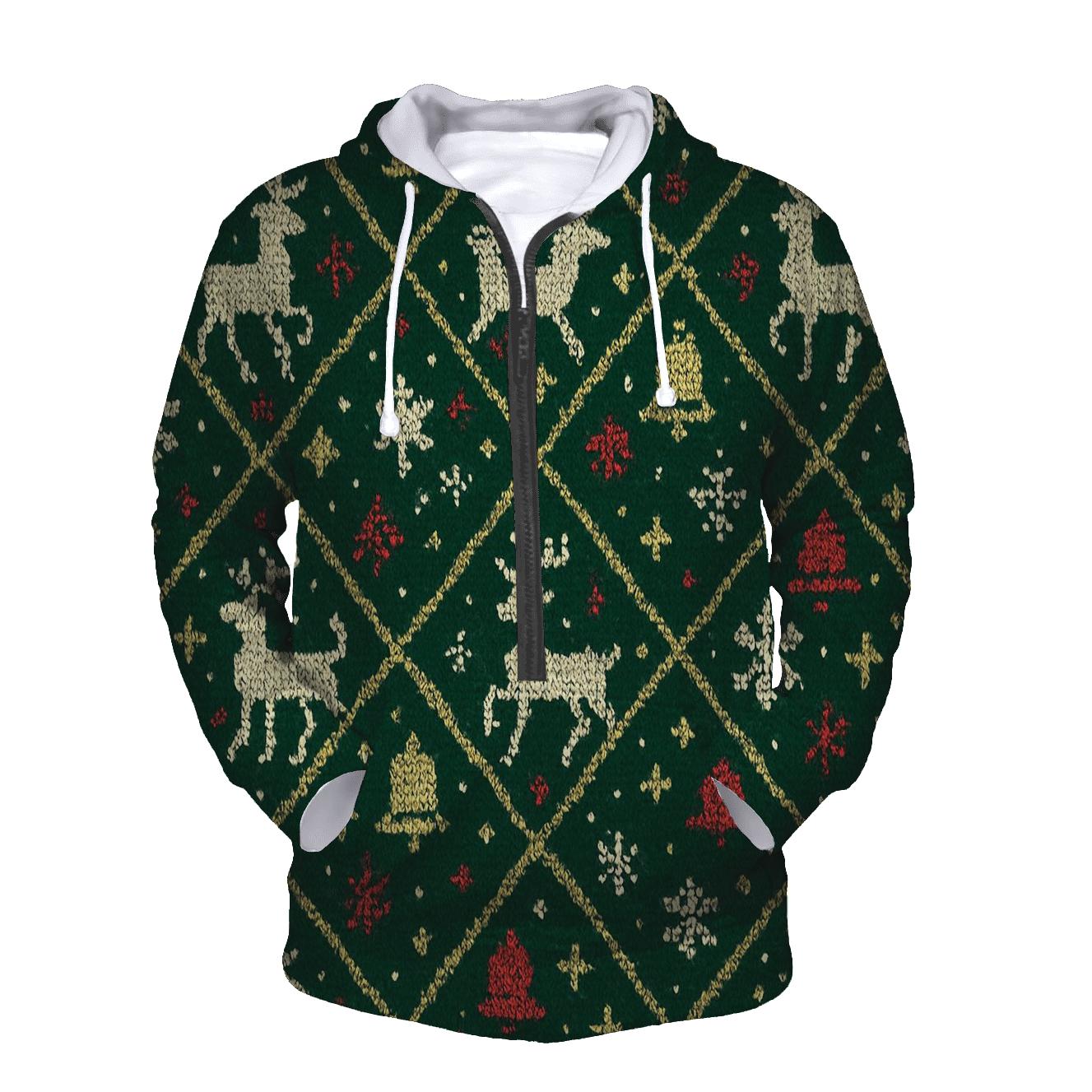 Tangled Tinsel Reindeer Lattice Design lightweight hoodies