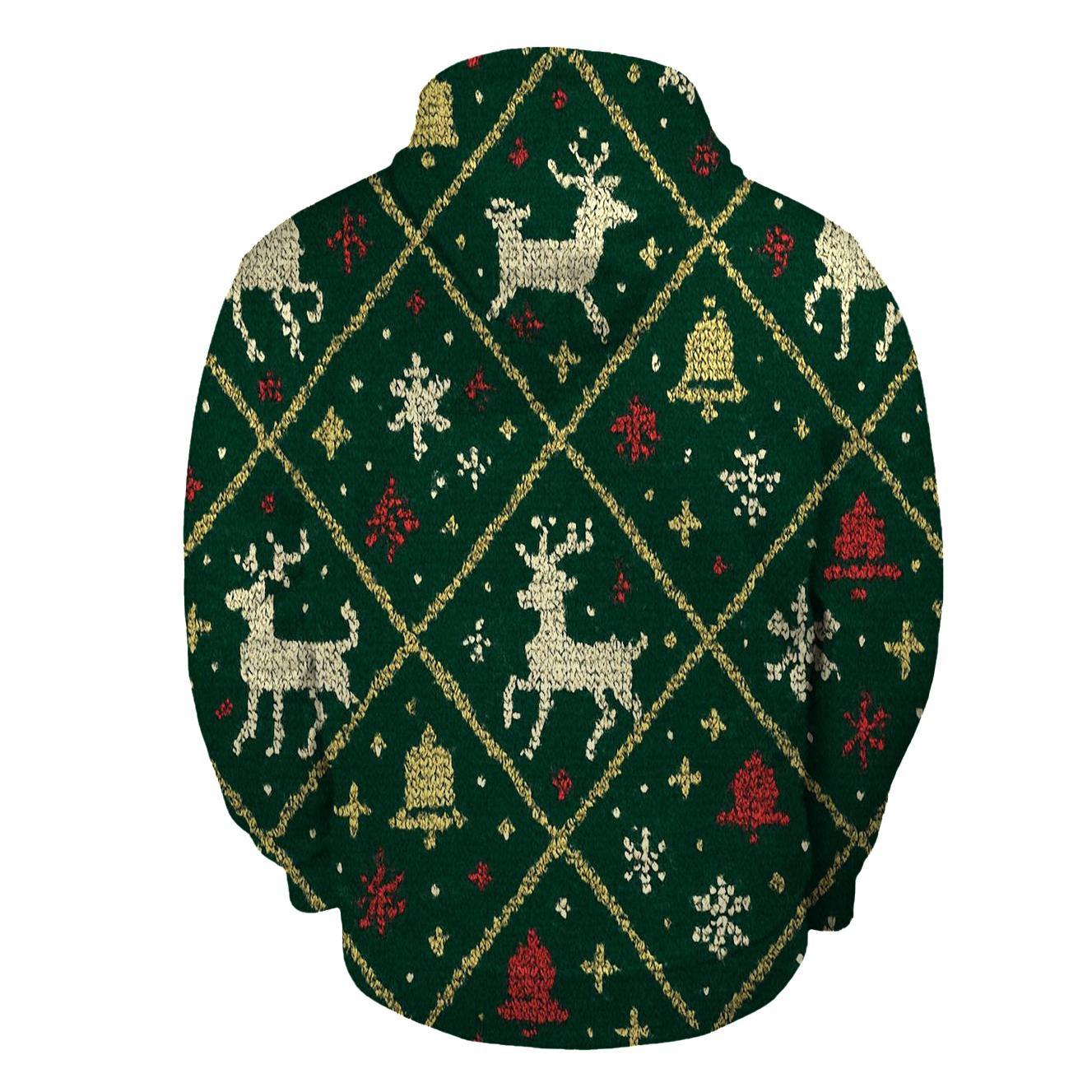 Tangled Tinsel Reindeer Lattice Design lightweight hoodies