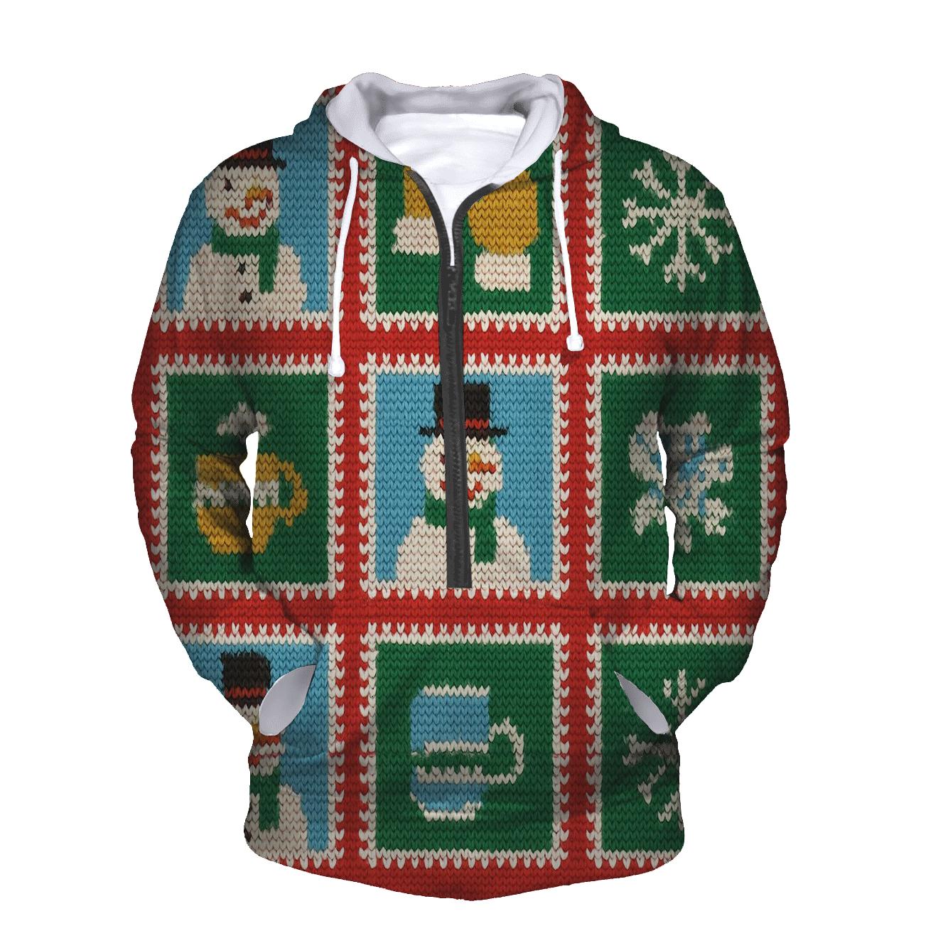Snowman Sweater Stamp Grid Design hoodie designs