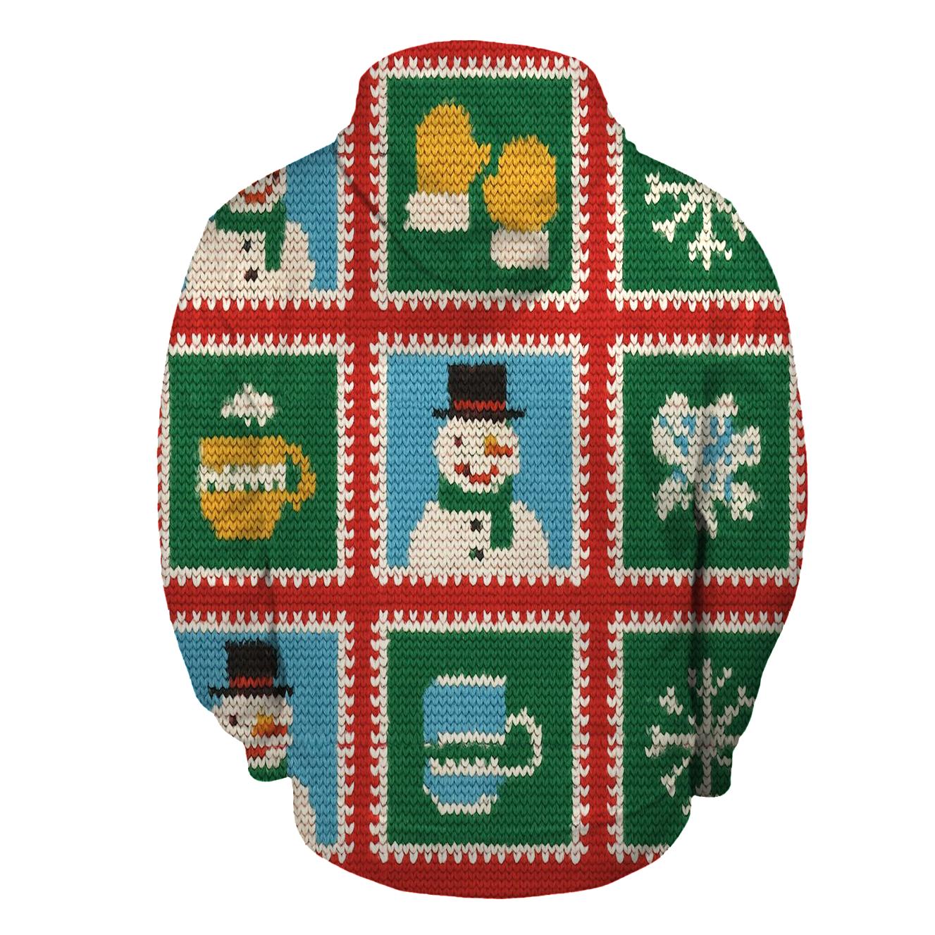 Snowman Sweater Stamp Grid Design hoodie designs
