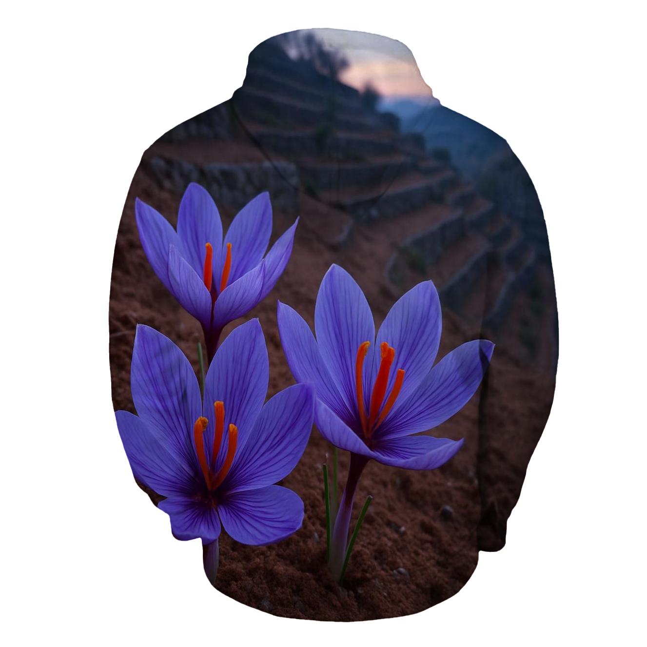Saffron Crocus In Terraced Field Dawn premium hoodies