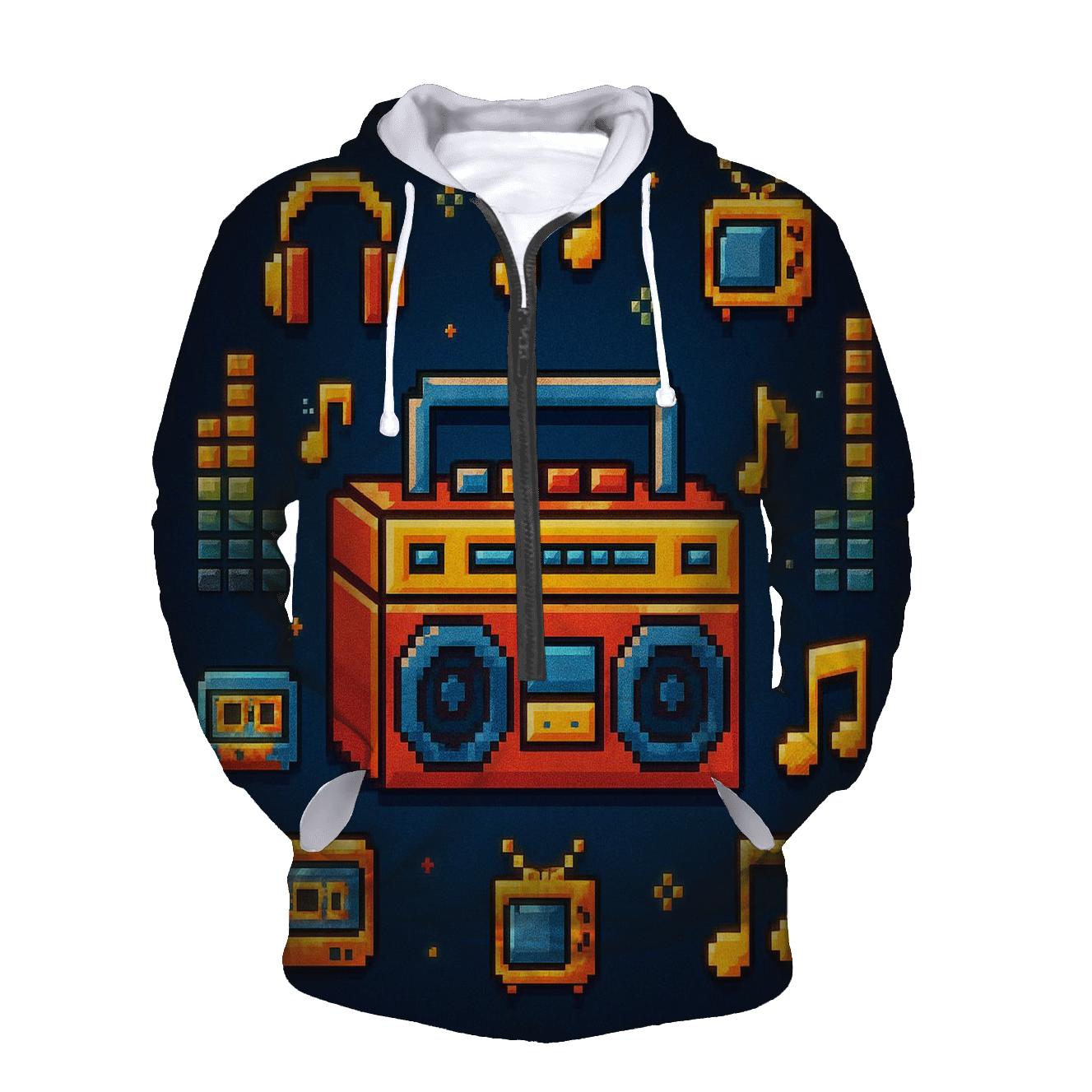 Pixel Boombox Arcade embroidered hoodies