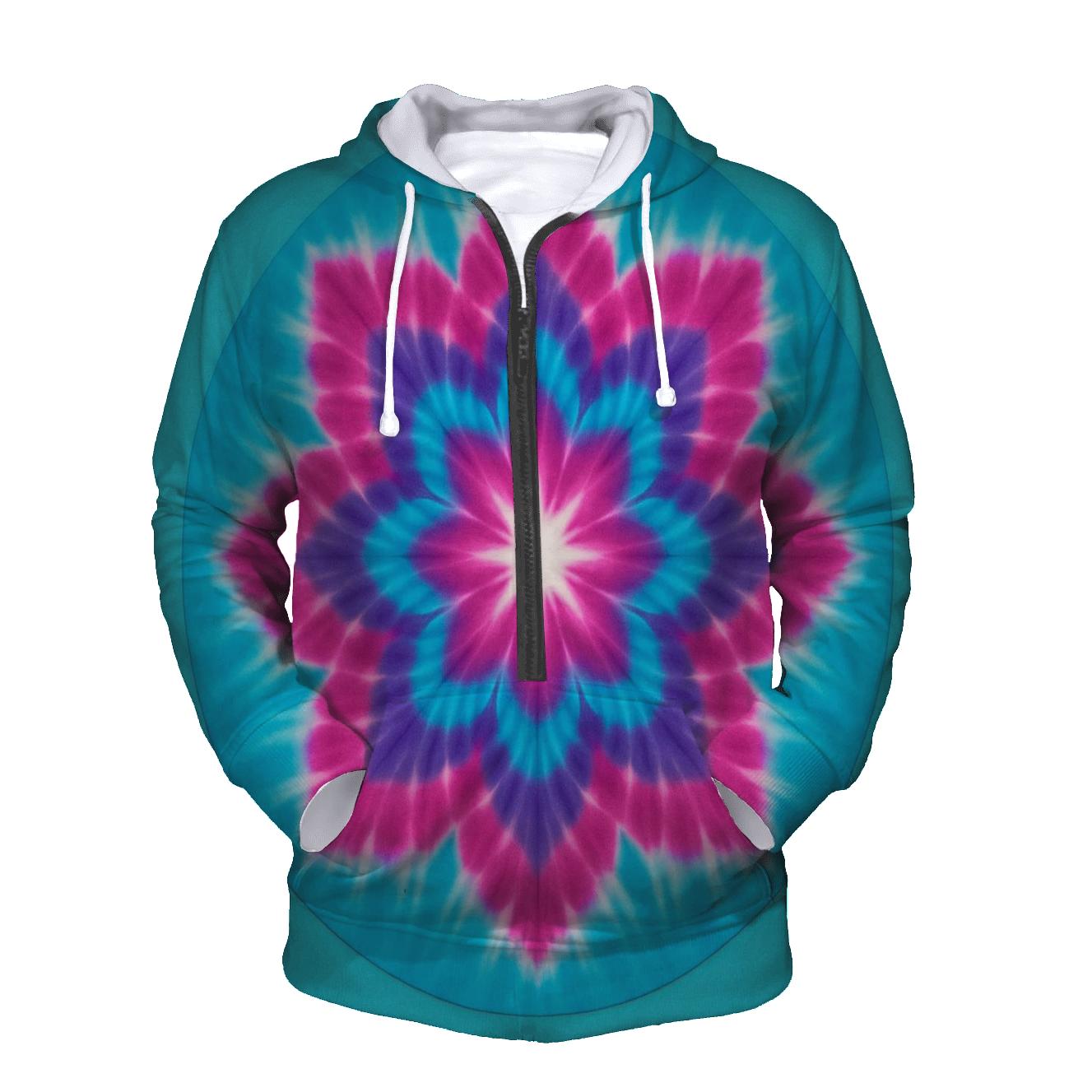 Magenta Cyan Mandala Sunburst hoodie styles