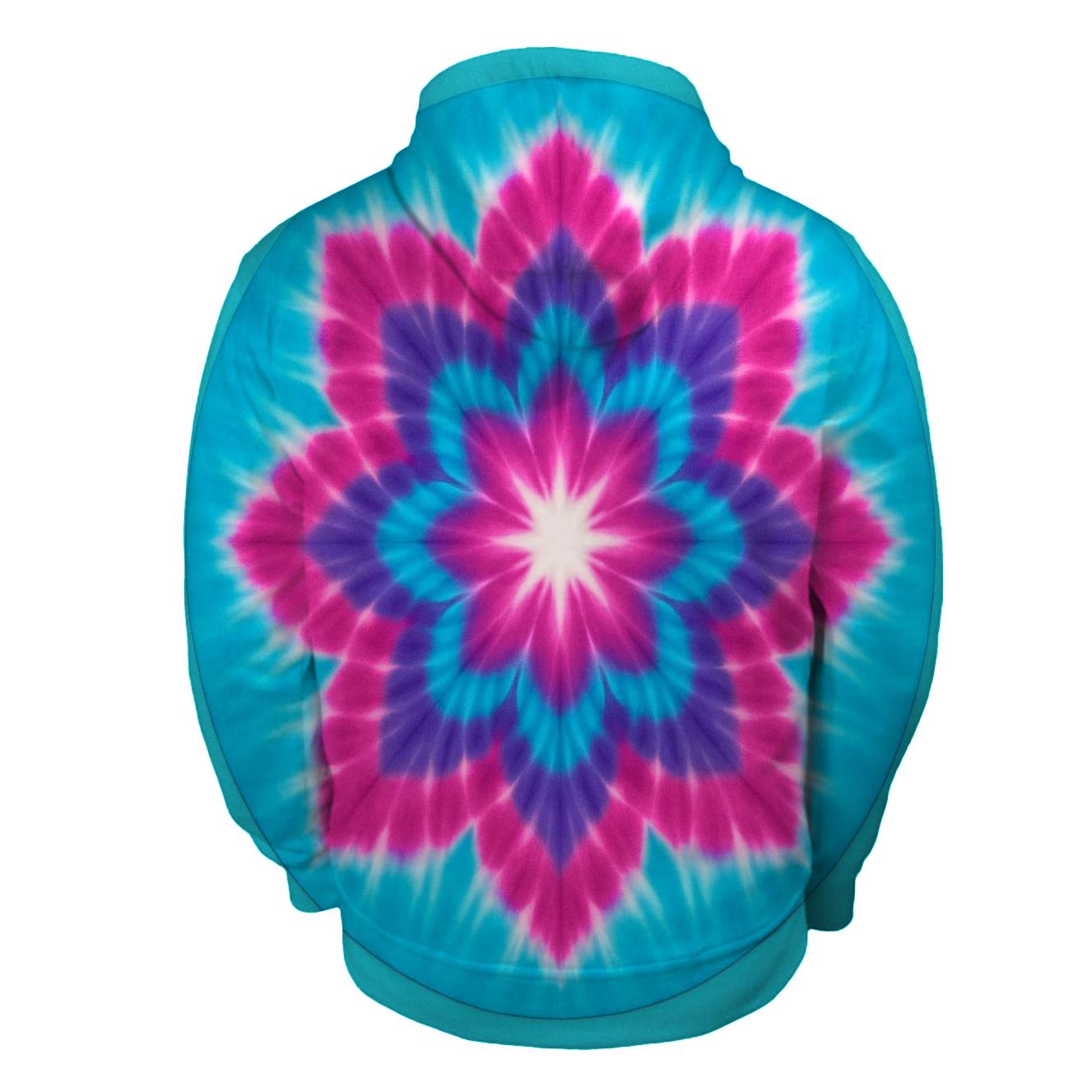 Magenta Cyan Mandala Sunburst hoodie styles