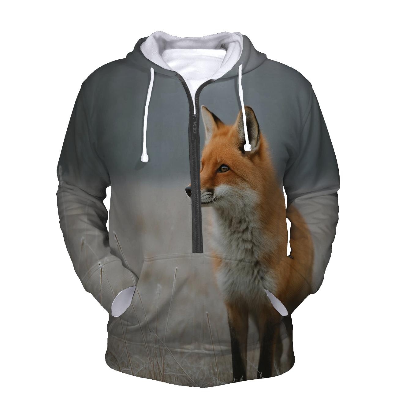 Red Fox In Winter Field zip-up hoodies