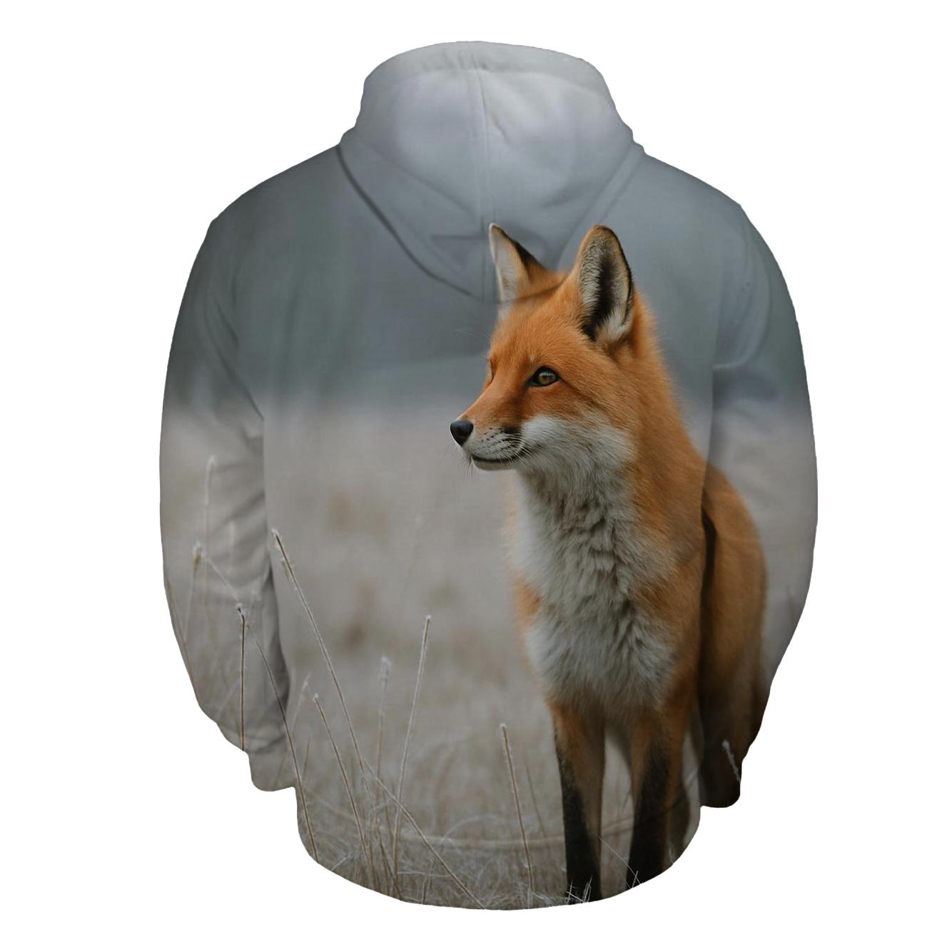 Red Fox In Winter Field zip-up hoodies