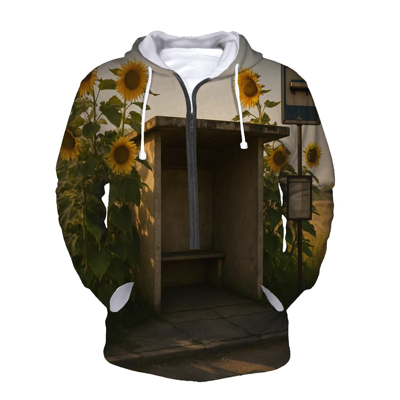 Sunflowers Guarding Rural Bus Stop hoodie trends
