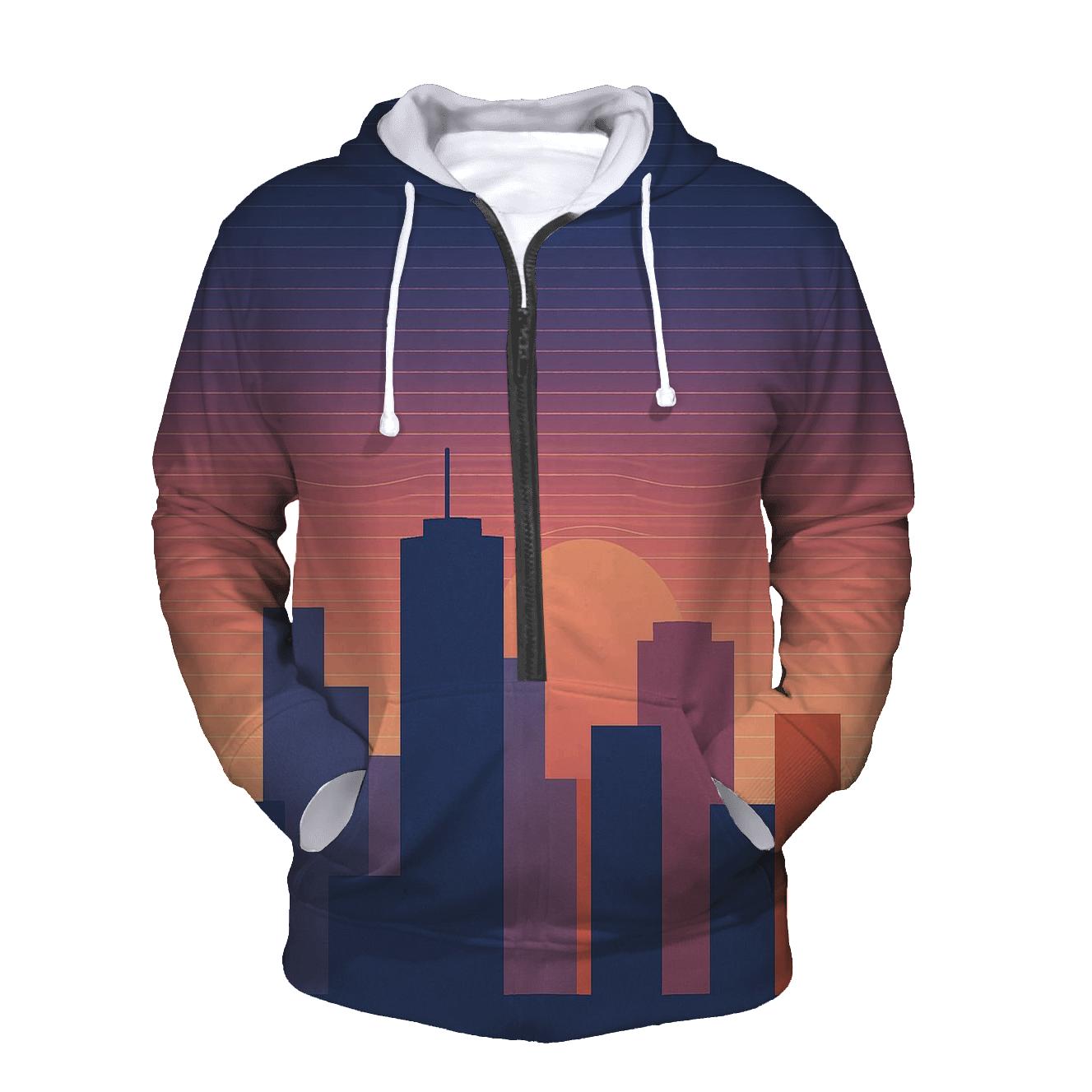 Retro City Skyline Groove embroidered hoodies