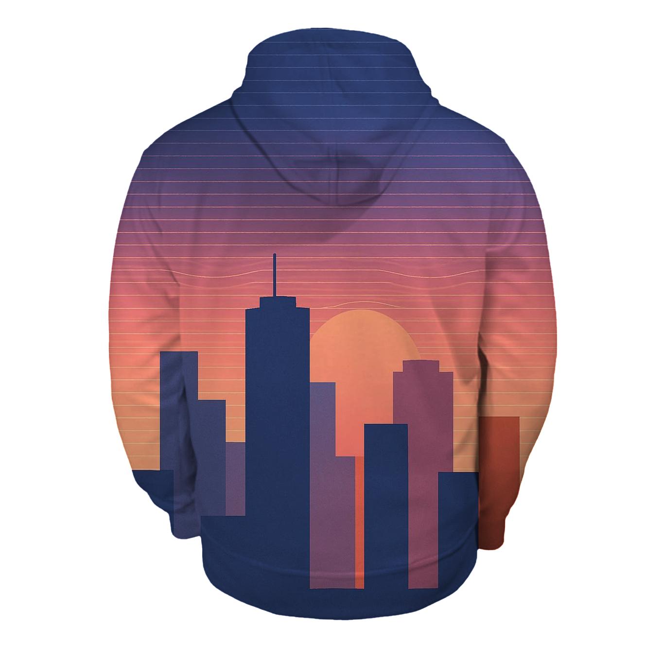 Retro City Skyline Groove embroidered hoodies