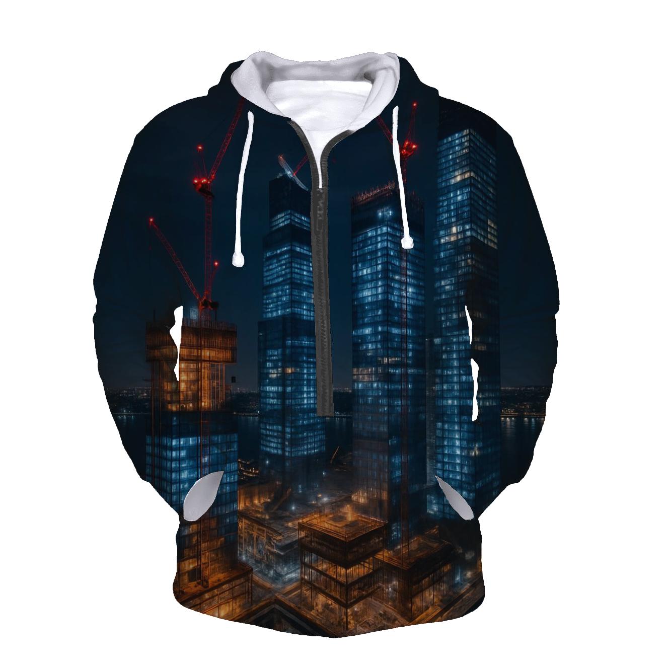 Nocturnal Construction Above Hudson Yards graphic hoodies