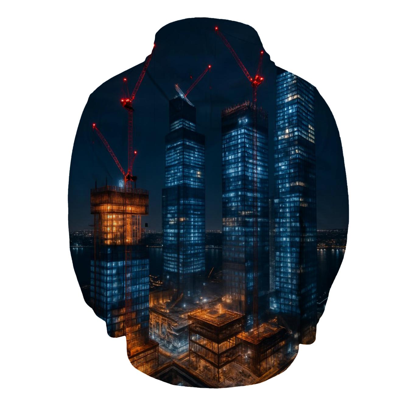 Nocturnal Construction Above Hudson Yards graphic hoodies