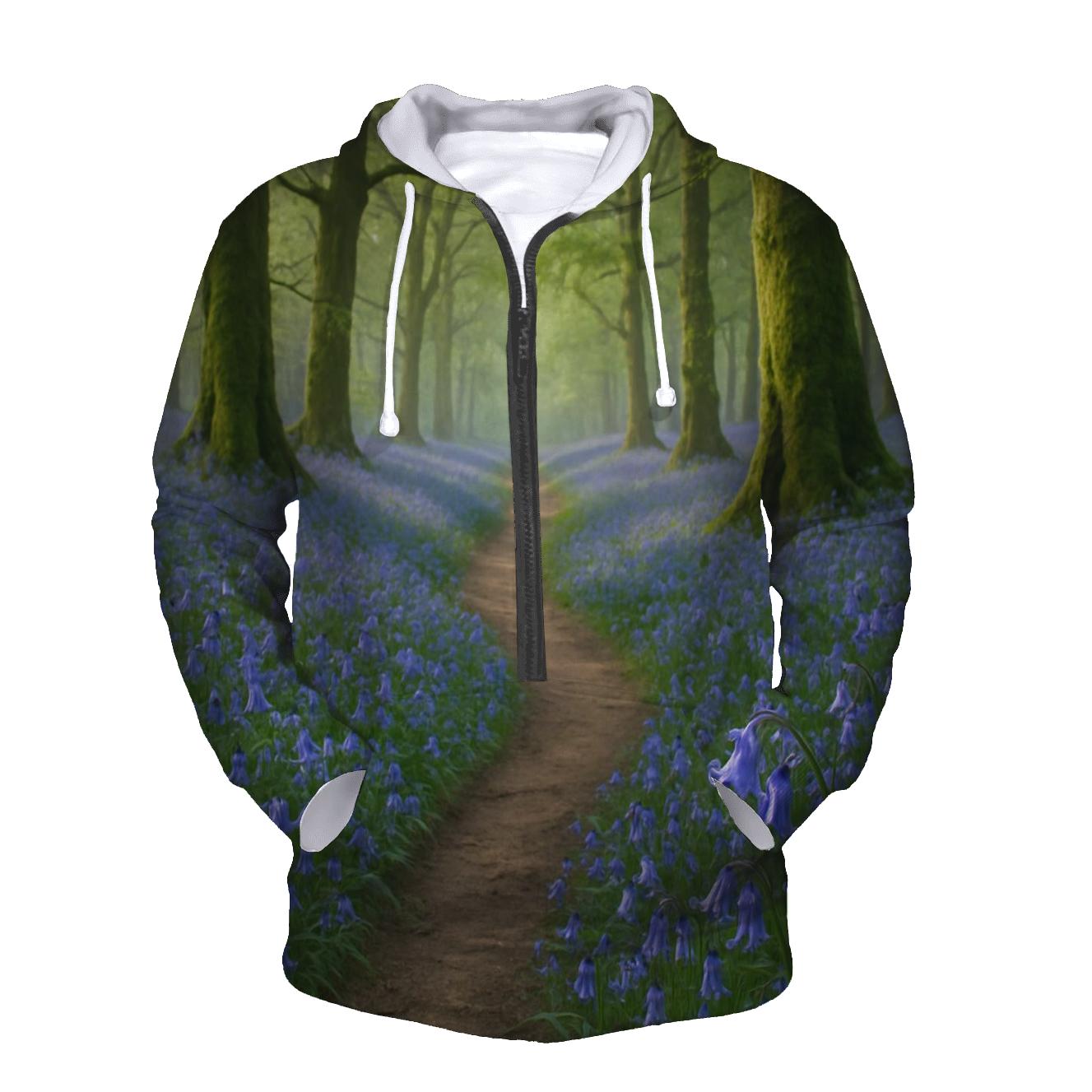 Bluebells On Ancient Woodland Path designer hoodies