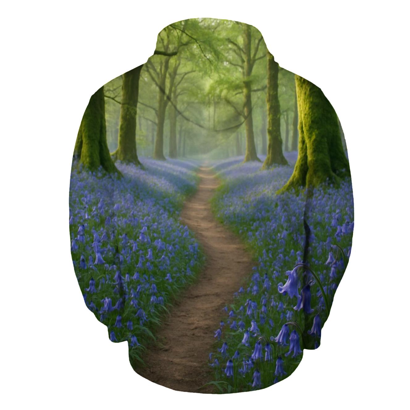 Bluebells On Ancient Woodland Path designer hoodies
