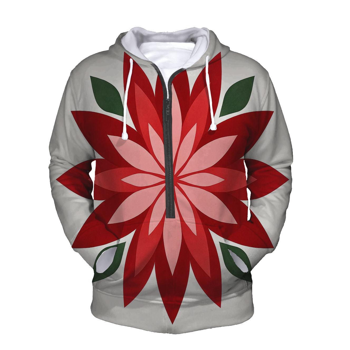 Poinsettia Petal Kaleidoscope hoodie trends