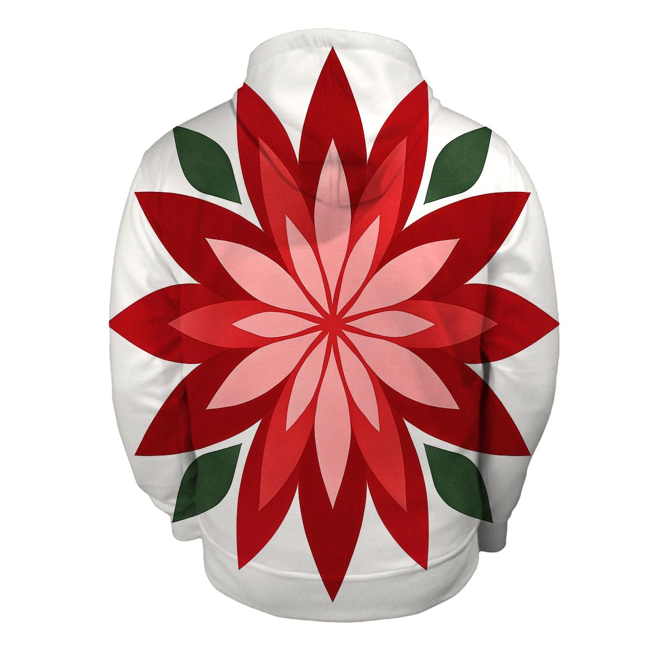 Poinsettia Petal Kaleidoscope hoodie trends