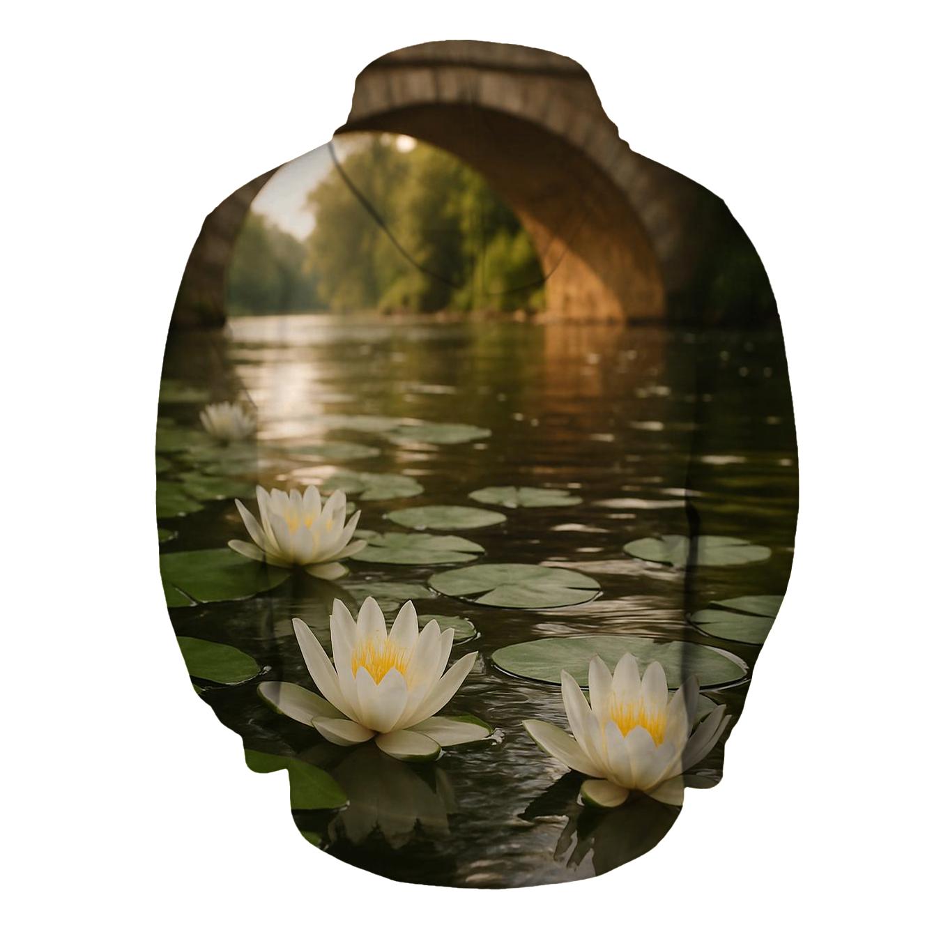 Water Lilies Beneath Old Stone Bridge hoodie trends