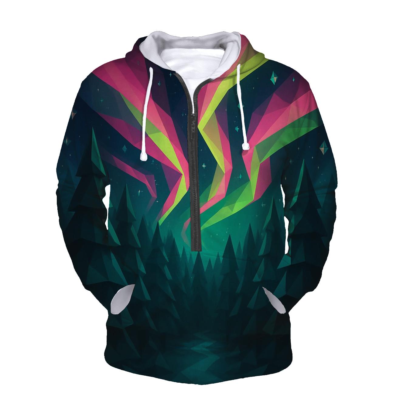 Aurora Geometric Forest heavyweight hoodies