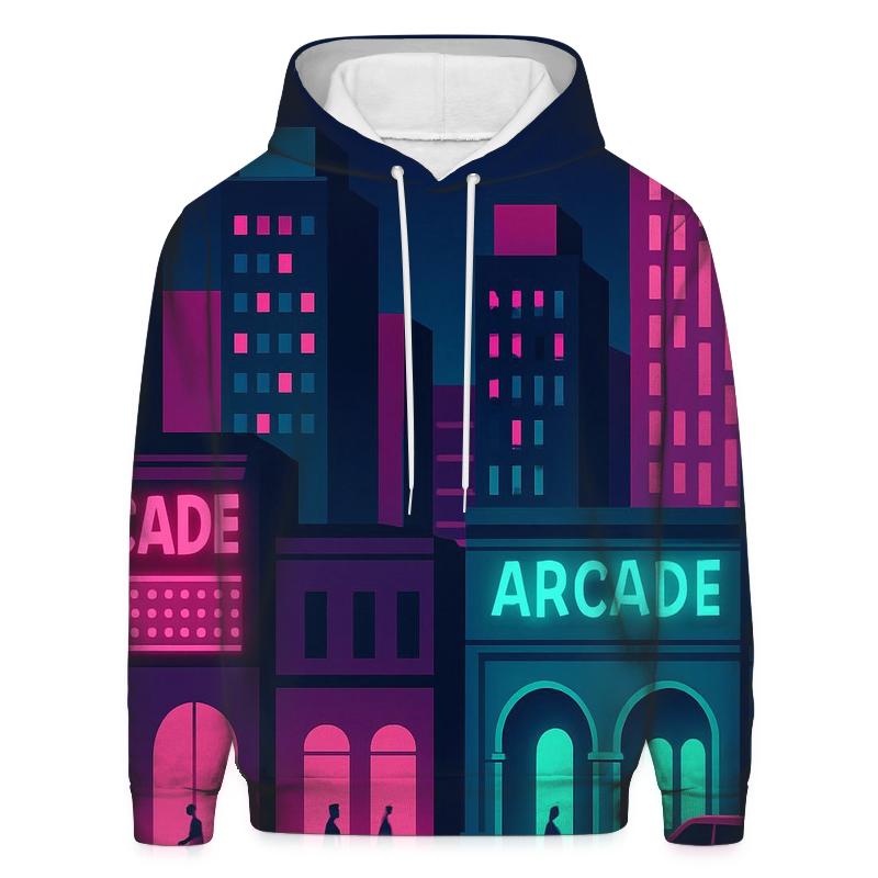 Arcade Neon City Layers custom hoodies