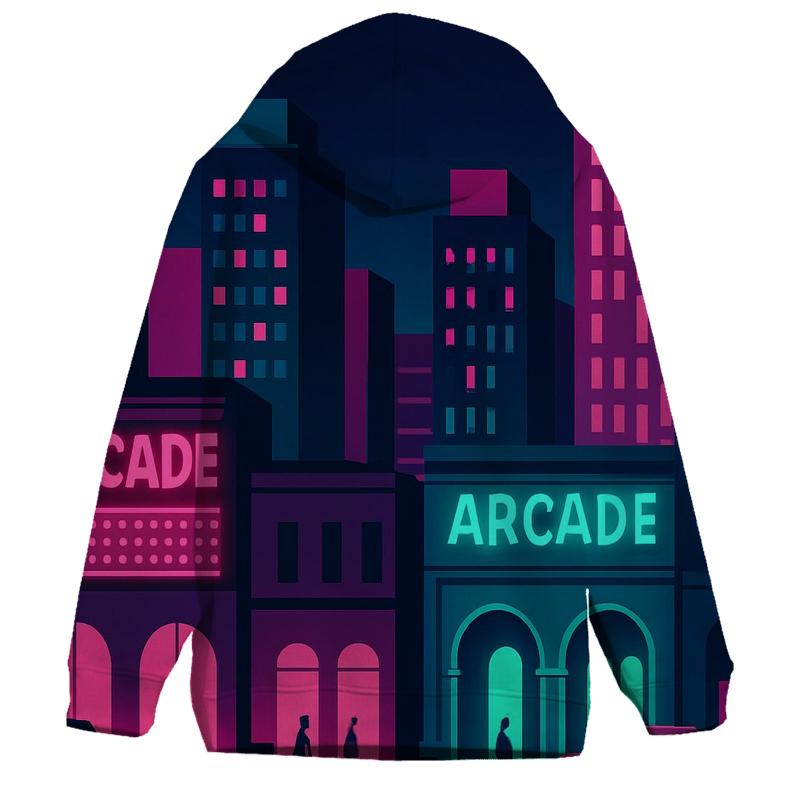 Arcade Neon City Layers custom hoodies