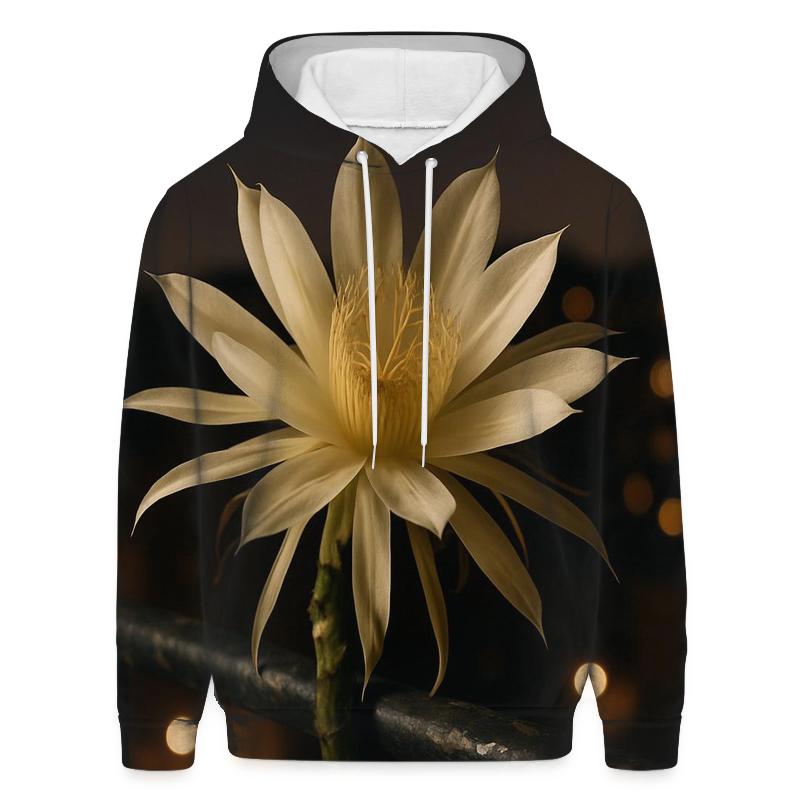 Night Blooming Cereus On Balcony Rail premium hoodies