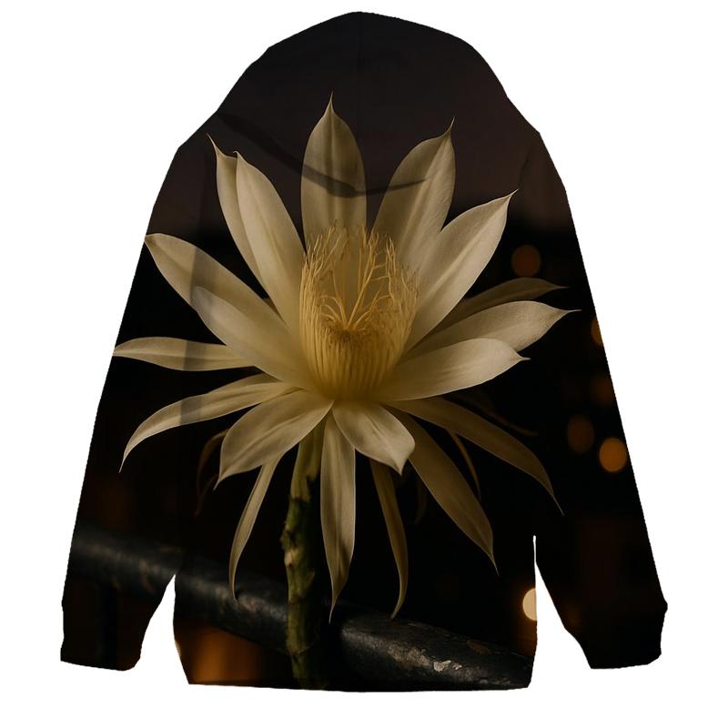 Night Blooming Cereus On Balcony Rail premium hoodies