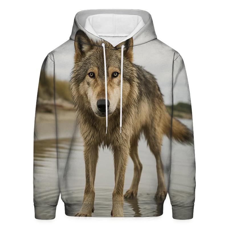 Coastal Dune Wolf At Low Tide zip-up hoodies