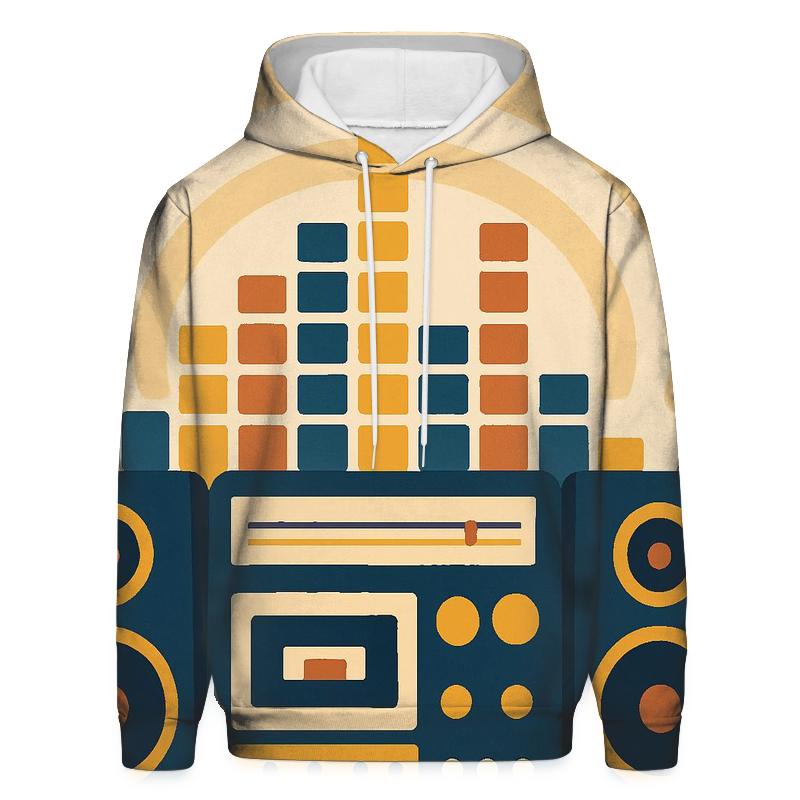 Retro Stereo Sound Waves designer hoodies