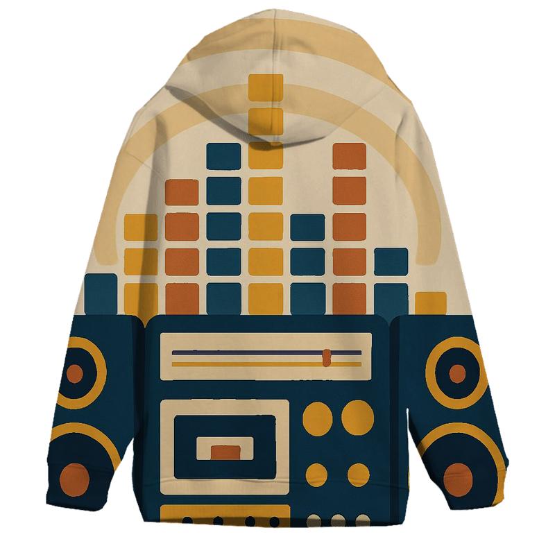 Retro Stereo Sound Waves designer hoodies