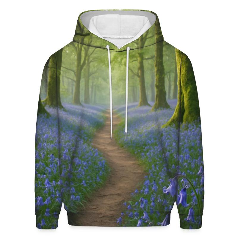 Bluebells On Ancient Woodland Path designer hoodies