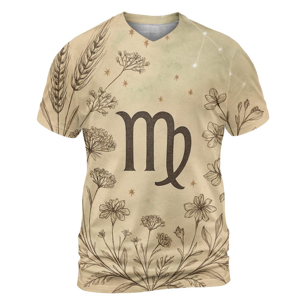 Celestial Virgo Botanical Chart creative print fashion shirts