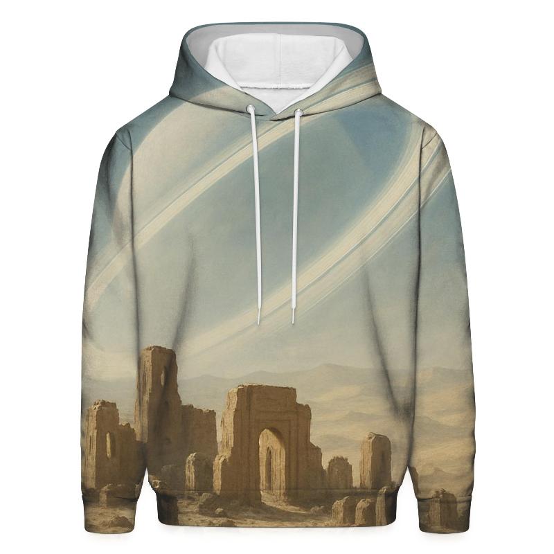 Halo Rings Over Desert Ruins hoodie designs