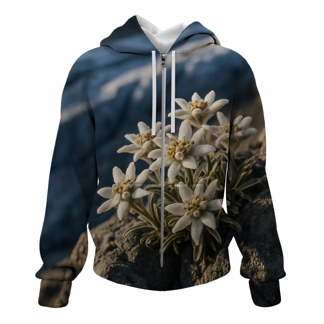 Alpine Edelweiss At Glacier Edge printed hoodies