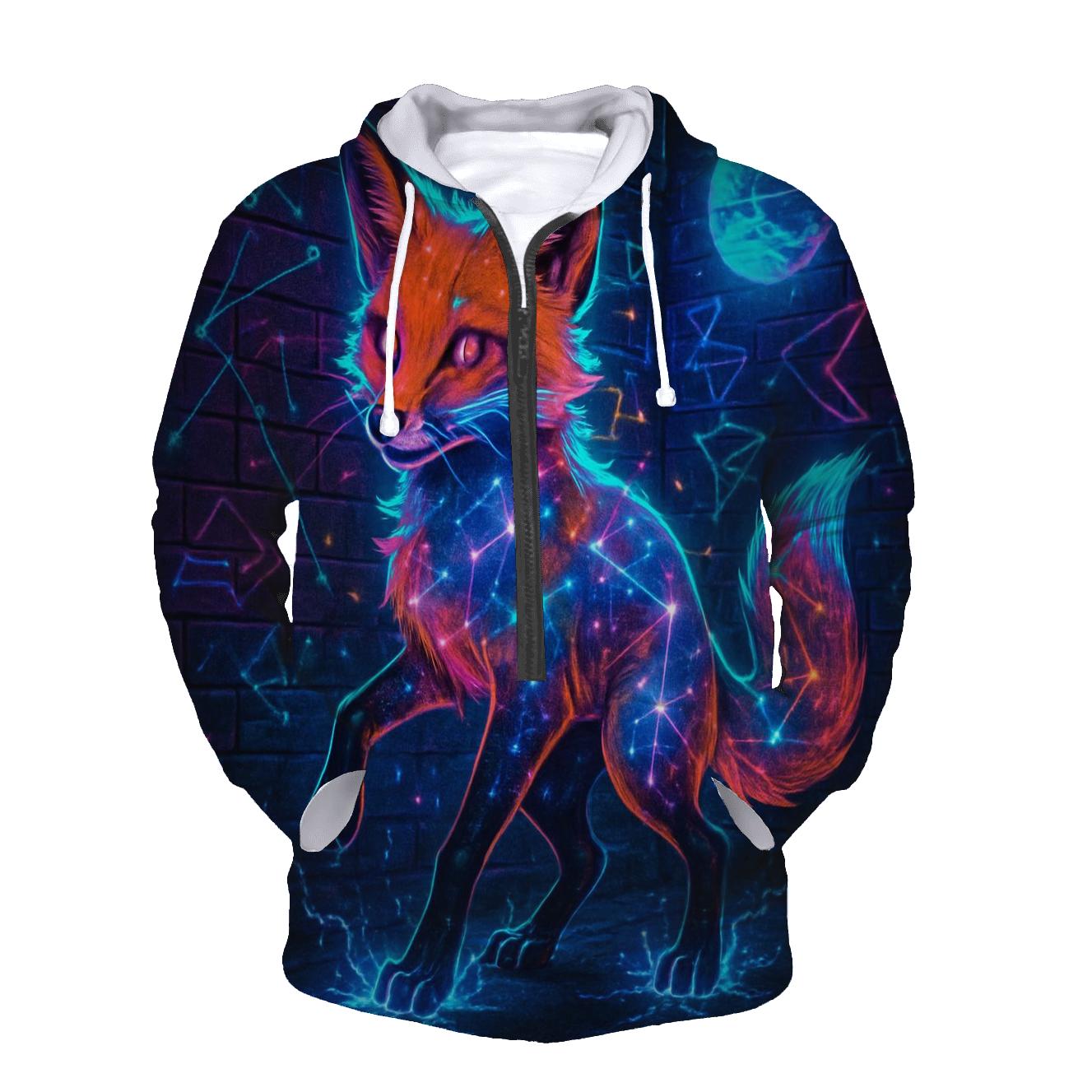 Galaxy Glitch Street Fox lightweight hoodies