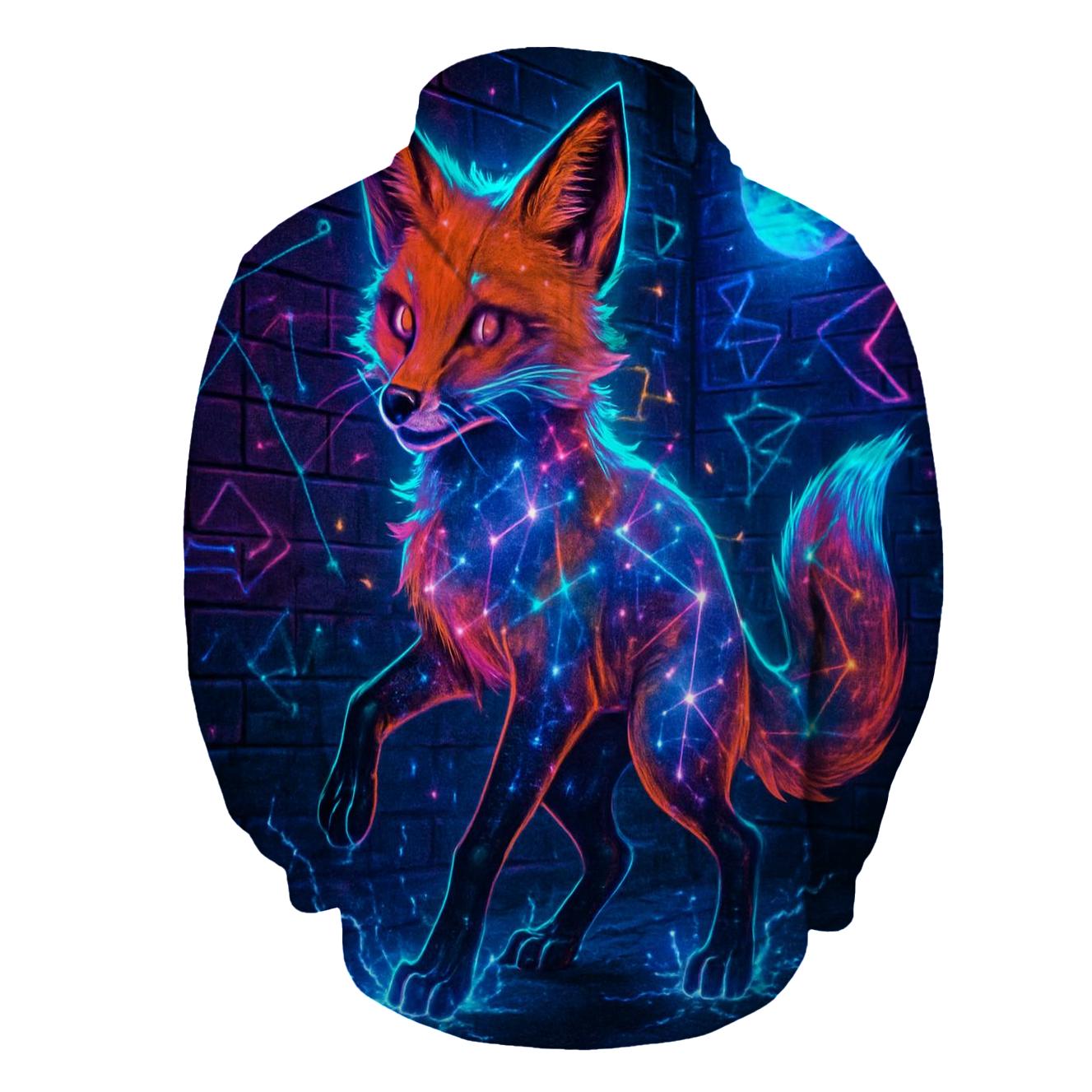 Galaxy Glitch Street Fox lightweight hoodies