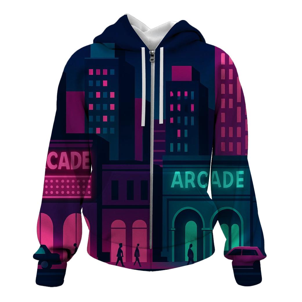 Arcade Neon City Layers designer hoodies
