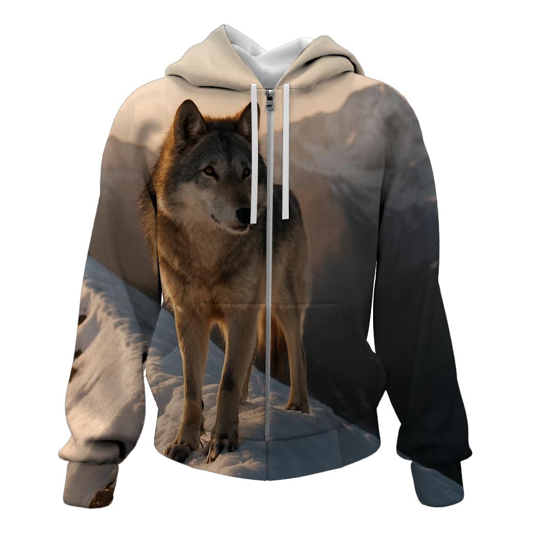Alpine Wolf On Precipice Edge pullover hoodies